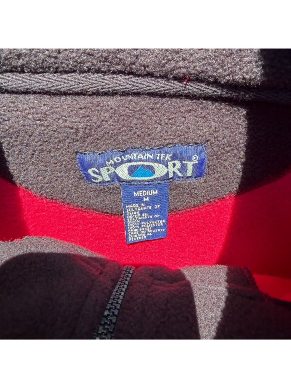 Mountain Tek Sport Fleece Pullover M Mens Red Black Quarter Zip Warm Cozy - Picture 6 of 8